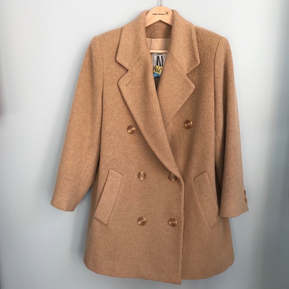 Vintage 100% wool Jones NY Camel Hair Pea Coat - Picture 1 of 12